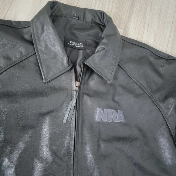 BURKS BAY NRA/NATIONAL RIFLE ASSOCIATION BLACK LEATHER JACKET LARGE - Picture 3 of 7